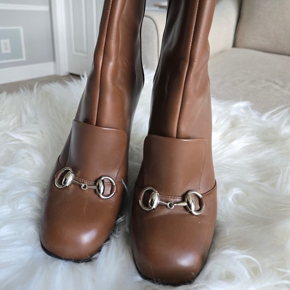 Gucci Lillian Leather Horsebit Ankle Boots - Picture 1 of 5
